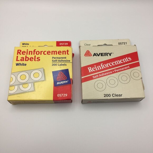 Avery Set 2 Packs 200 1/4" Round Self-Adhesive Reinforcement Labels White Clear - Picture 1 of 7